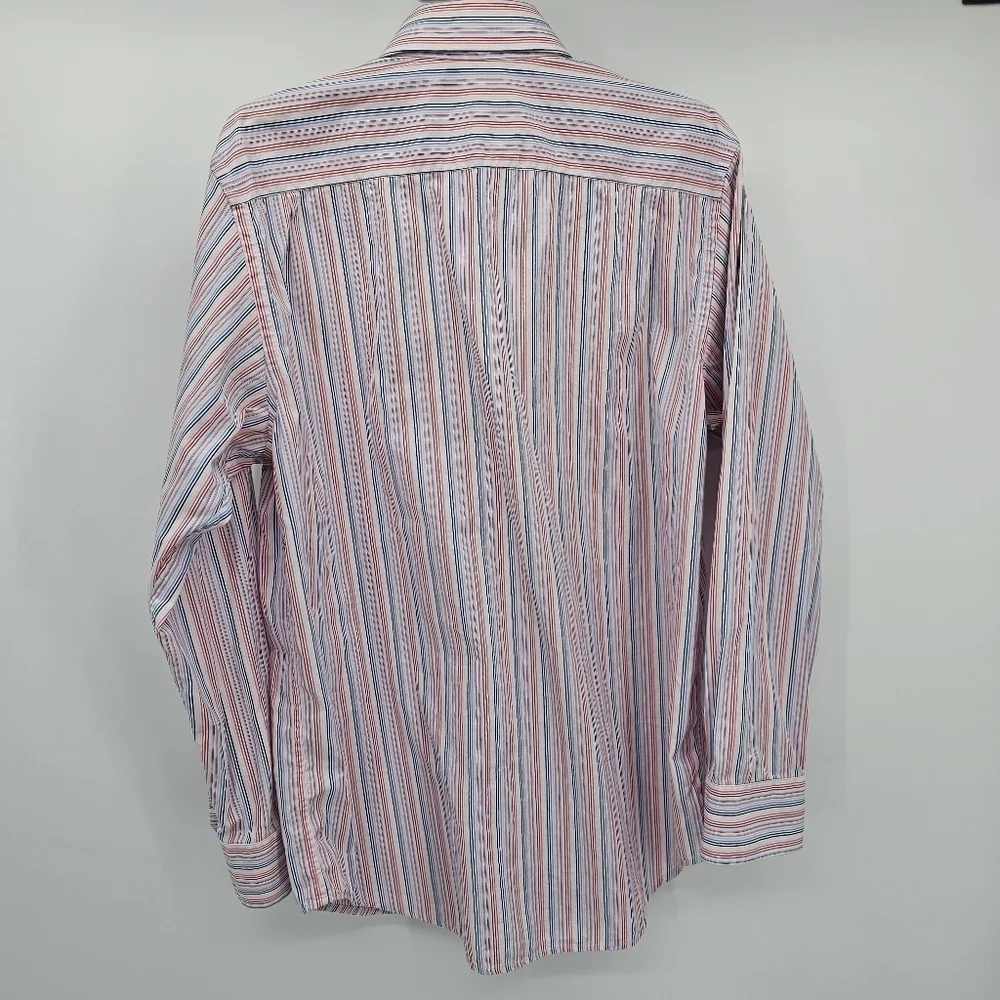 Banana Republic pink blue striped shirt men's size 15-15.5